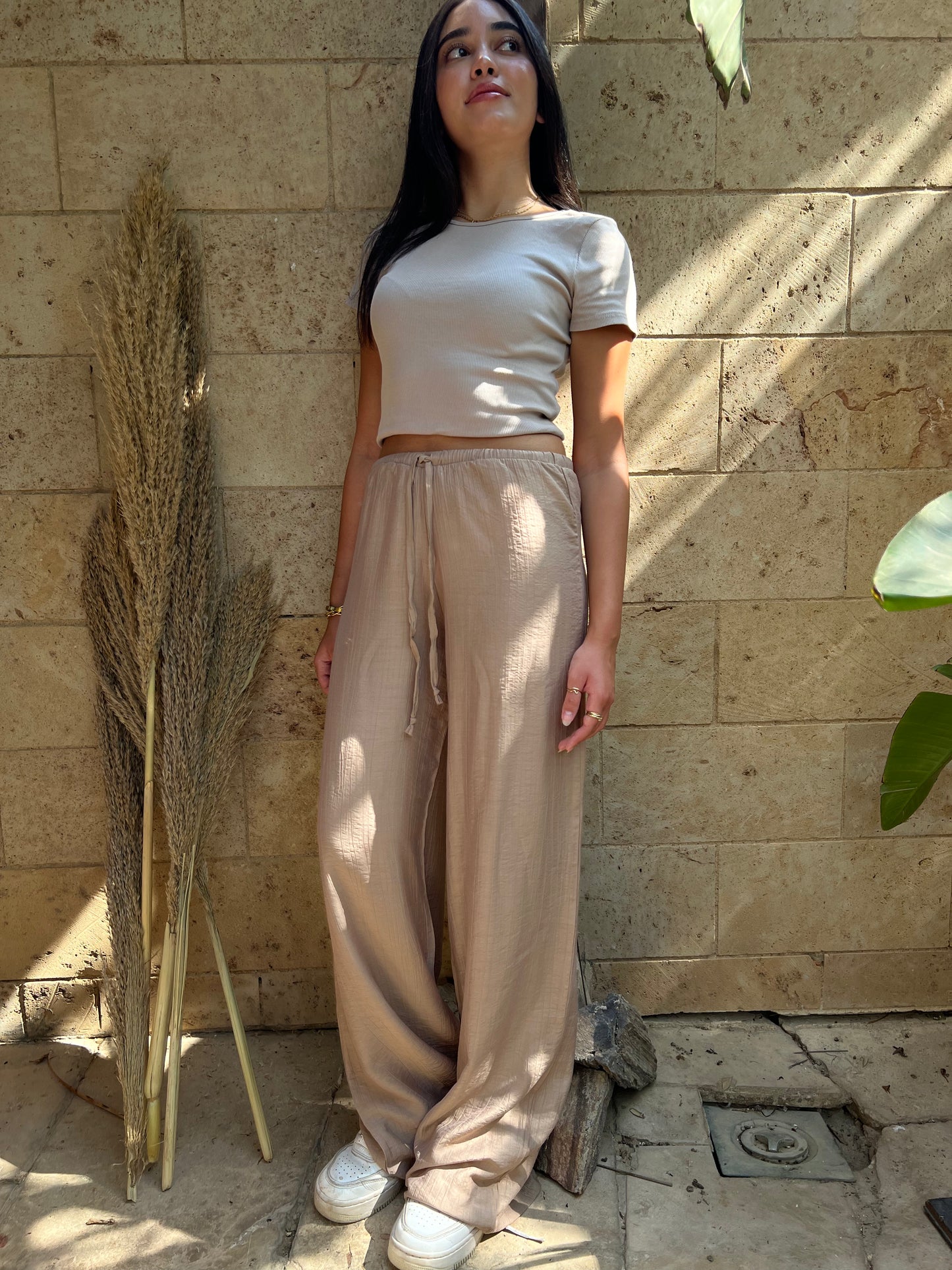 Low waisted linen pants