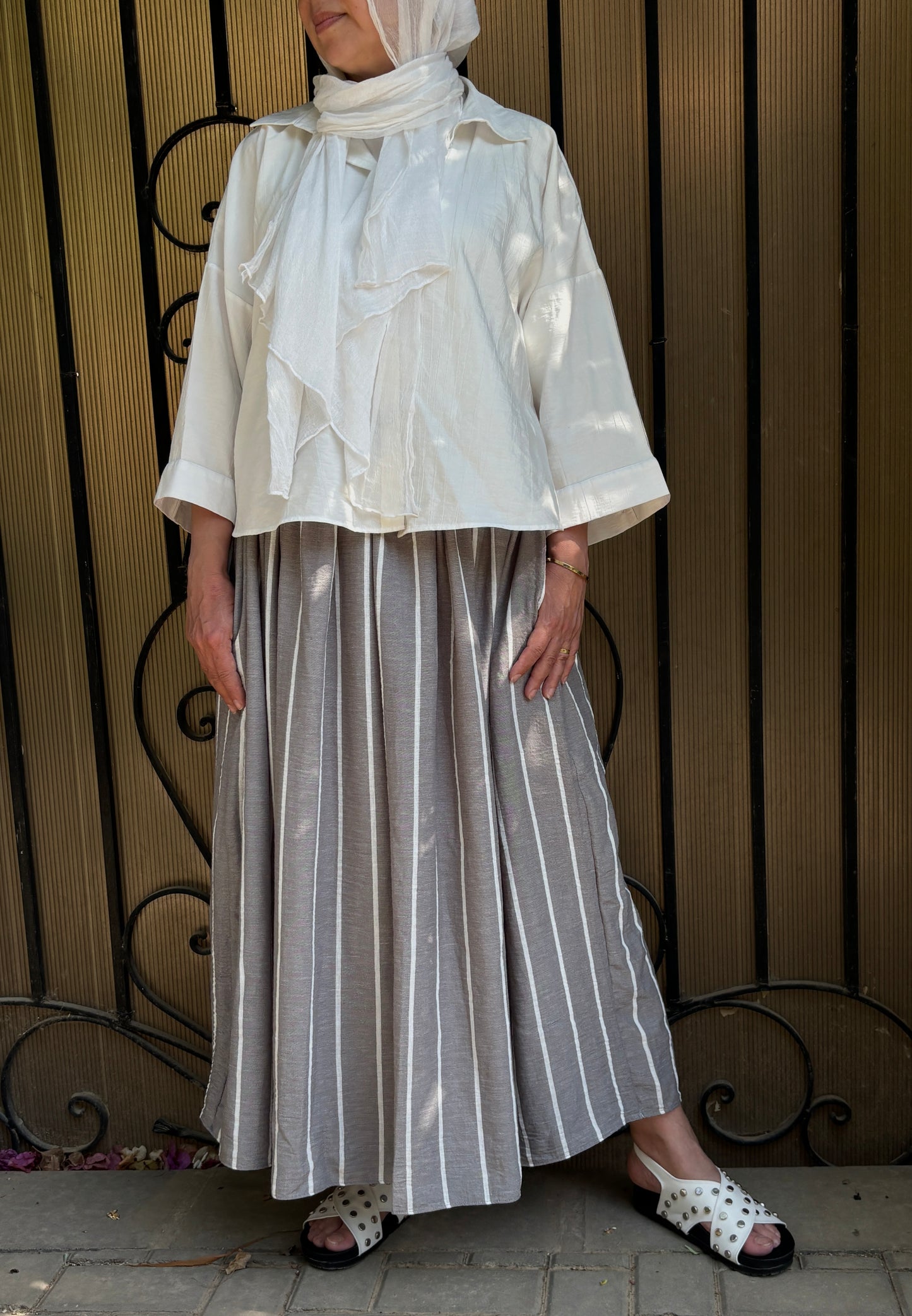 Striped linen skirt