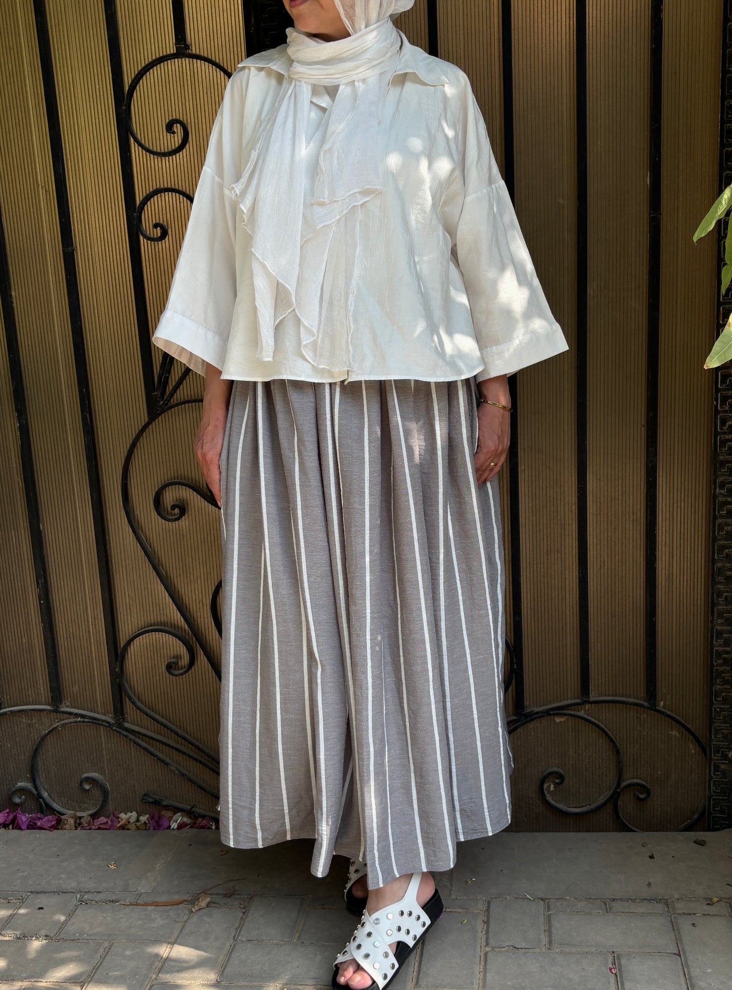 Striped linen skirt