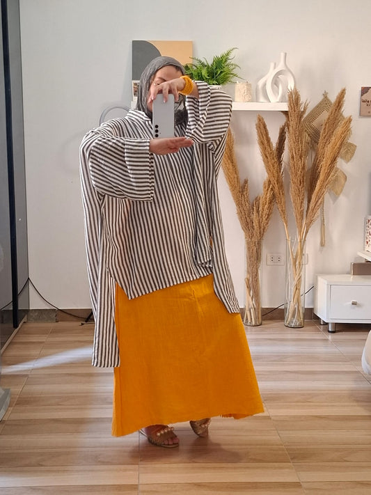Oversized striped linen shirt